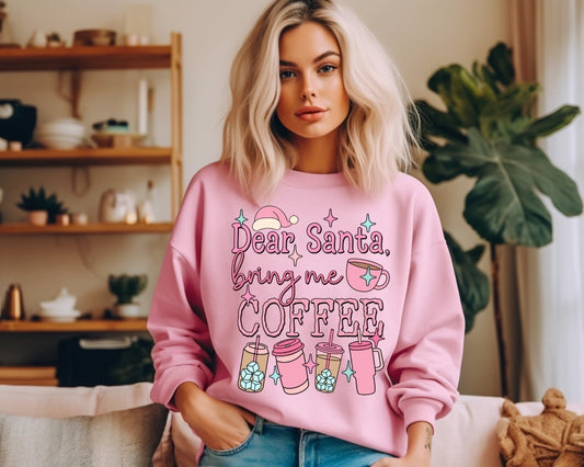 Dear Santa Bring Me Coffee Pink