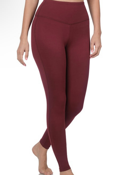 Zenana Burgundy Leggings