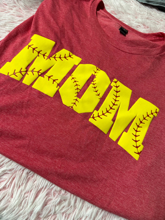 4x red mom soft ball tee